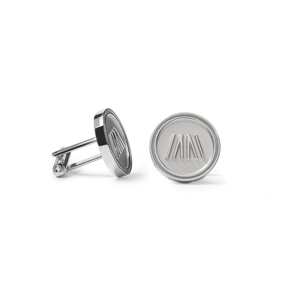 NEW MISSION ATELIER men's ascension cufflinks in matte & shiny silver